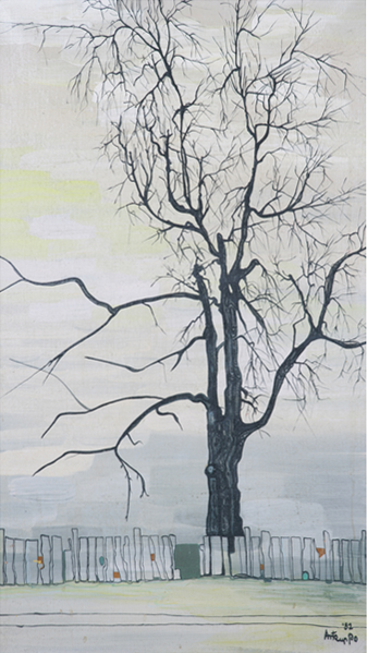 Tree with Fence by Arto Der Haroutunian
